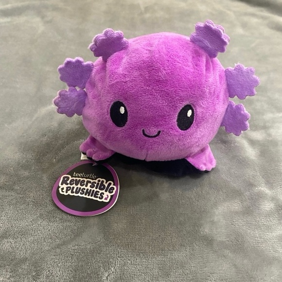 Teeturtle Happy to Angry Axolotl Plushie Purple/blk NWT - Picture 3 of 7